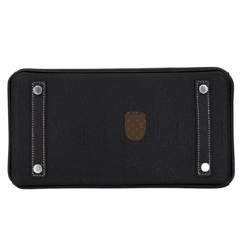 H**mes MASTER BIRKIN 25 BLACK CHÈVRE LEATHER BRUSHED PALLADIUM HARDWARE (25*20*13cm)